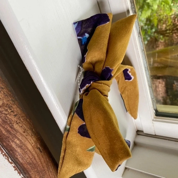 Anthropologie Handmade Gold Purple Floral Headband - Picture 5 of 5